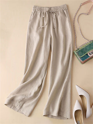 Female High-rise Solid Color Comfortable Relaxed Pants