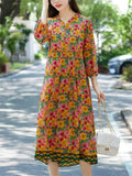 Spring Flower Print Hooded Long Dress for Women