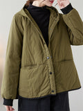 Women's Solid Color All Match Hooded Short Cotton Coat