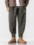 Men's Stylish Embroidery Corduroy Plaid Casual Pants