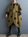 Polka Dot Stand Collar Bat Sleeve Oversized Coat for Lady