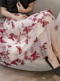 Leisure Butterfly Embroidery Fairy Tulle Skirt for Women