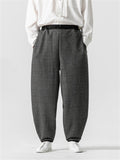 Men's Autumn Winter Color Contrast Plaid Wool Blend Pants