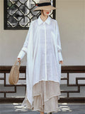 Large Size Bat-shaped White Irregular Shirt for Women