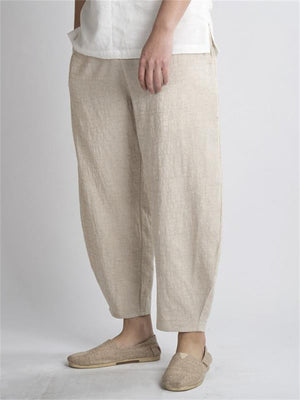 Vintage Casual Men's Cotton Linen Jacquard Pants