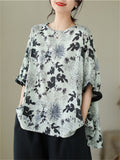 Leisure Half Sleeve Loose Chrysanthemum Shirt for Women