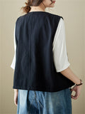 Women's Simple U Neck Oversized Cargo Vest with Pocket