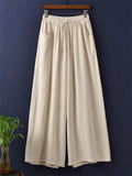 Plain Cozy Zen Linen Wide Leg Pants for Women