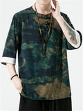 Men's Ancient Style Print Half Sleeve Pullover Summer T-shirt