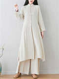 Female Mid-Length Slit Shirt Loose Pants Chinese Meditation Suit