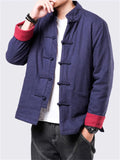 Men's Winter Plain Tang Suit Knot Button Cotton Coat