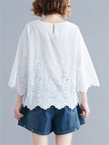 Summer Elegant Hollow Out Design Cozy Half Sleeve Shirt for Women