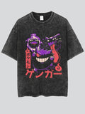 Cartoon Anime Character Print Men's Retro Distressed Shirt