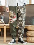 Men's Ancient Loong Sea Wave Embroidery Vintage Pants