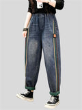 Women's Stylish Color Stripe Washed Denim Harem Pants