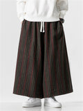 Ethnic Style Pinstripe Woolen Wide Leg Pants for Men