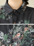 Floral Print Loose-fitting Lapel Shirts for Ladies