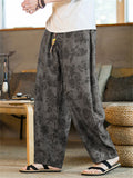 Men's Casual Grey Rose Print Loose Harem Pants