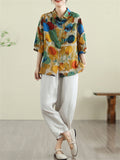 Summer Women's Colorful Multi Dot Printed Lapel Shirt