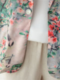 Women's Plum Blossom Print Notched Lapel One Button Blazer