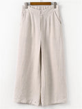 Women's 100% Linen Simple Cozy Straight-Leg Casual Pants