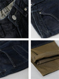 Male Trendy Multi-pocket Splicing Contrast Color Jeans