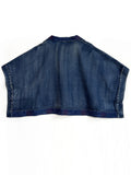 Ethnic Floral Embroidery Female Half Sleeve Denim Jacket