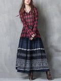 Women's Dark Blue Casual Embroidery Ankle-length Skirts