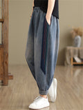 Ladies Patchwork Contrast Color Spring Autumn Jeans