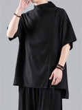 Chinese Style Side Slit Summer Relaxed Shirt for Men