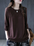 Casual Pullover 3/4 Sleeve Knitted Shirt for Women