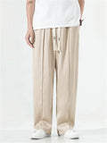 Men's Ice Silk Soft Smooth Loose Casual Trousers with Drawstring