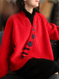 Women's Ethnic Style Plum Blossom Embroidery Cashmere Jacket