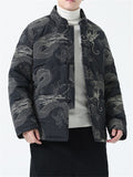 Casual Dragon Embroidered Padded Outerwear for Male