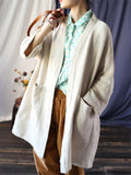 Female Plain Patch Pockets Oversized Cardigan Jacket