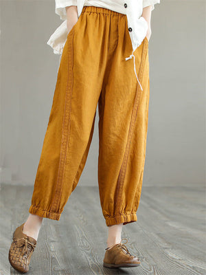 Ethnic Baggy Loose Summer Cotton Linen Pants for Women