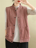 Women's Autumn Cosy Corduroy Vest Jacket with Pocket