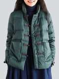 Retro Knot Button Ultra Light Bubble Padded Coat for Women