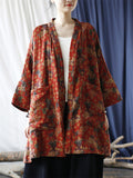 Floral Printed Open Front Jacket for Women