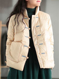 Retro Knot Button Ultra Light Bubble Padded Coat for Women