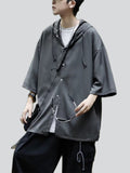 Men's 3/4 Sleeve Fake Two-piece Ice Silk Jacket