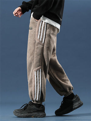 Streetwear Thickened Lambswool Blend Pants for Men