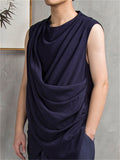 Men's Buddhism Plain Linen Summer Sleeveless Shirt