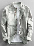 Men's Casual Button Up Stand Collar Linen Shirts