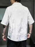 Male Turn-down Collar Short Sleeve Embroidered Shirts