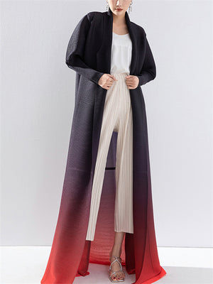 High Fashion Gradient Color Cardigan Long Coat for Women