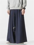 Male Chinese Style Lotus Print Wide Leg Pants