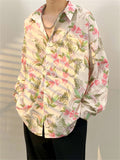 Flower Print Ice Silk Hawaiian Shirt for Men