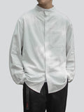 Simple Style Stand Collar Long Sleeve Linen Shirt for Men