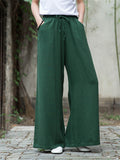 Plain Cozy Zen Linen Wide Leg Pants for Women